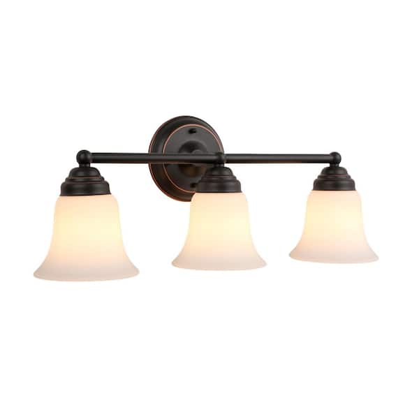 Ashhurst 3-Light Oil Rubbed Bronze Vanity Light with Frosted Glass Shades