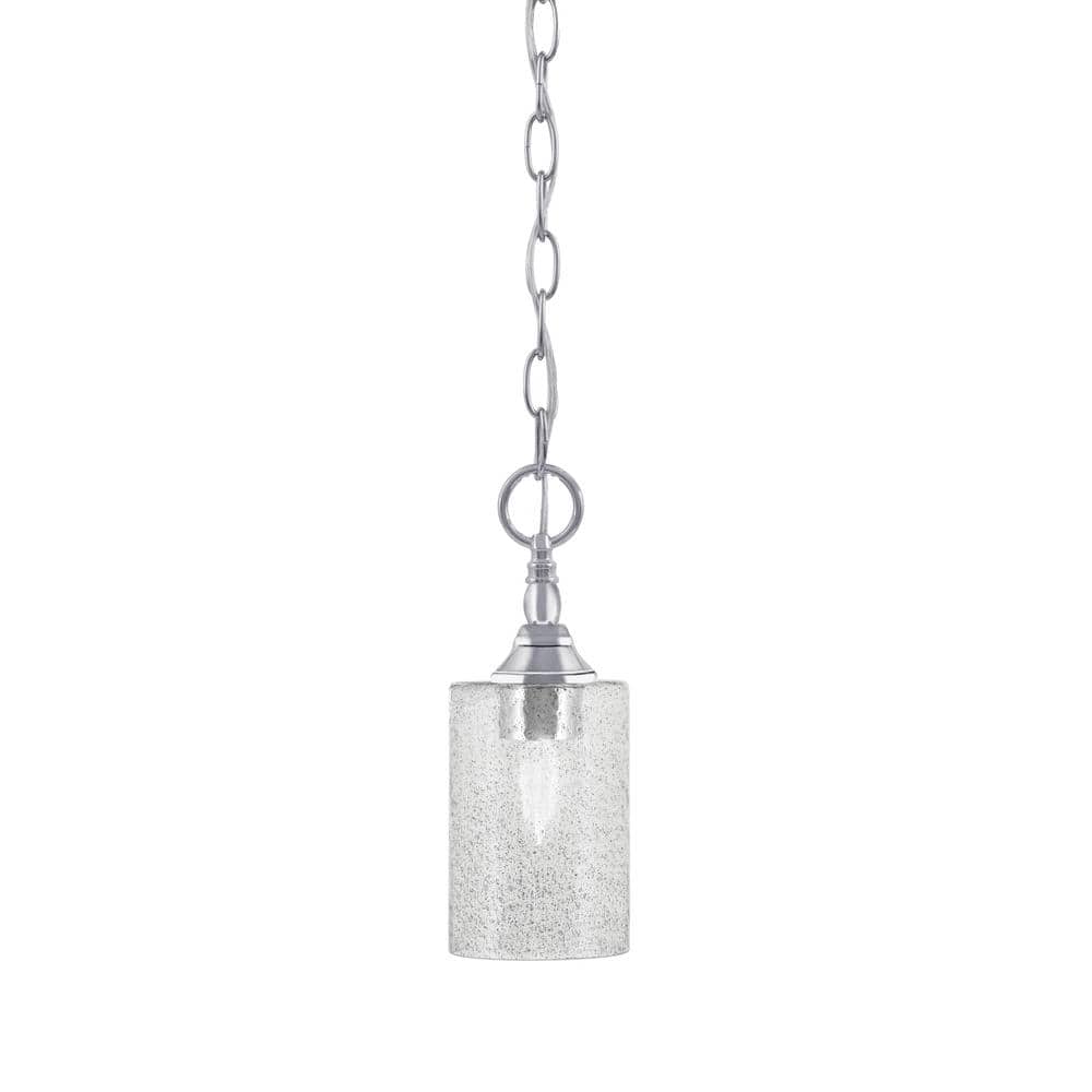 Elva 100-Watt 1-Light Chrome Shaded Pendant Light with 4 in. Smoke Bubble G