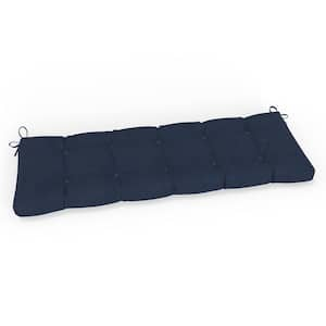 Solid Twill 60 in W x 5 in H Rectangular Outdoor Tufted Blown Bench Cushion with Ties 1-Count in Splash Indigo Blue