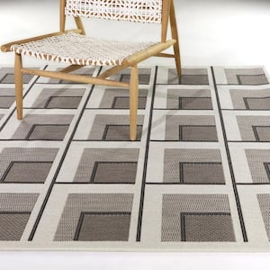 Francesco Tan 8 ft. x 10 ft.  Geometric Indoor/Outdoor Area Rug