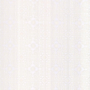 Sabrina White Tin Ceiling Vinyl Peelable Roll Wallpaper (Covers 56 sq. ft.)