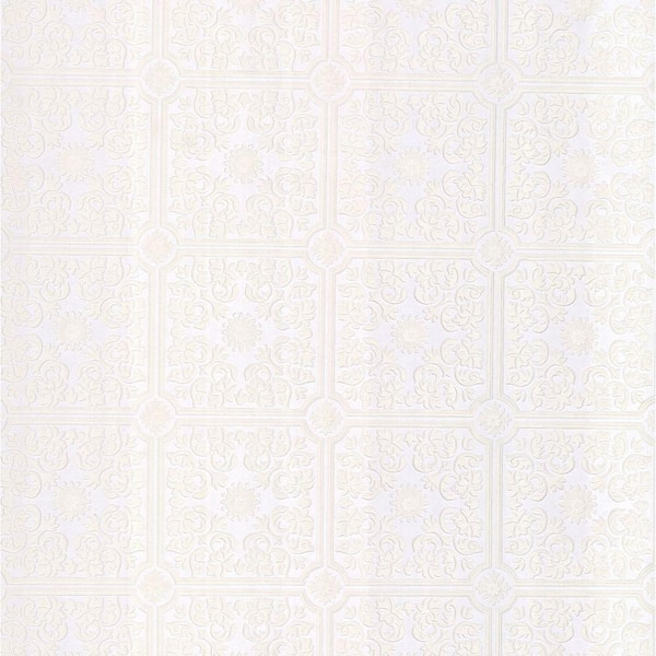 Brewster Sabrina White Tin Ceiling Vinyl Peelable Roll Wallpaper (Covers 56 sq. ft.)