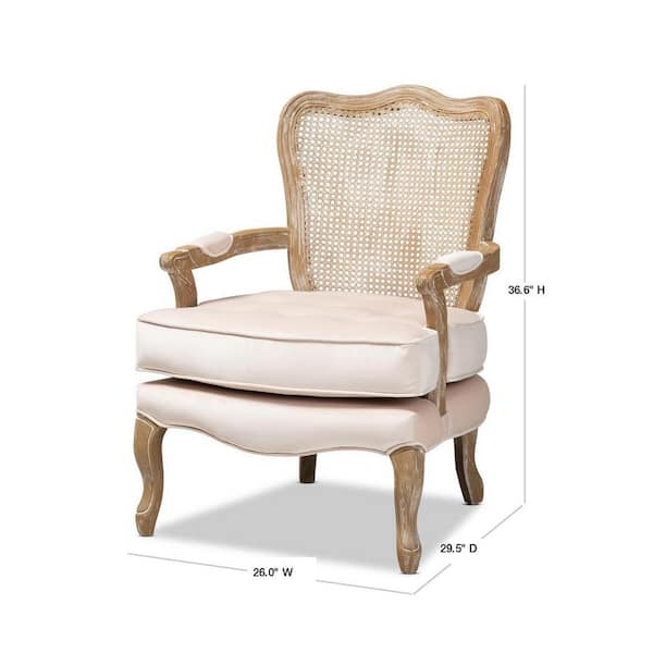 Baxton Studio Vallea Light Beige and Oak Fabric Armchair 156 9494