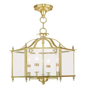 Livingston 4 Light Polished Brass Convertible Pendant/Ceiling Mount