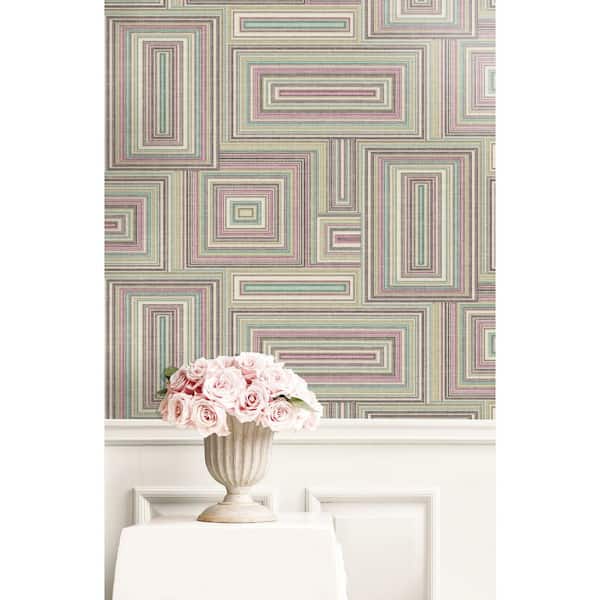 Attersee Squares Pale Lilac, Sage, and Robin's Egg Paper Strippable Roll (Covers 56.05 sq. ft.)