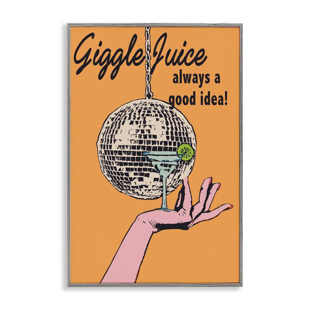 Giggle Juice Cocktail by Graffi*tee Studios Gray Framed Food Giclee Art Print 18 in. x 12 in. price history on PriceWatchPro