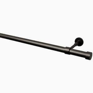 63 in. Intensions Single Curtain Rod Kit in Anthracite with Cap Finials and Adjustable Brackets