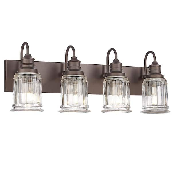 26 in. 4 Light ORB Vanity Light with Clear Glass Shade