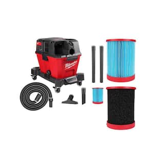 M18 FUEL 6 Gal. Cordless Wet/Dry Shop Vacuum with Hose, Accessories, Extra High Efficiency Filter and Wet Foam Filter