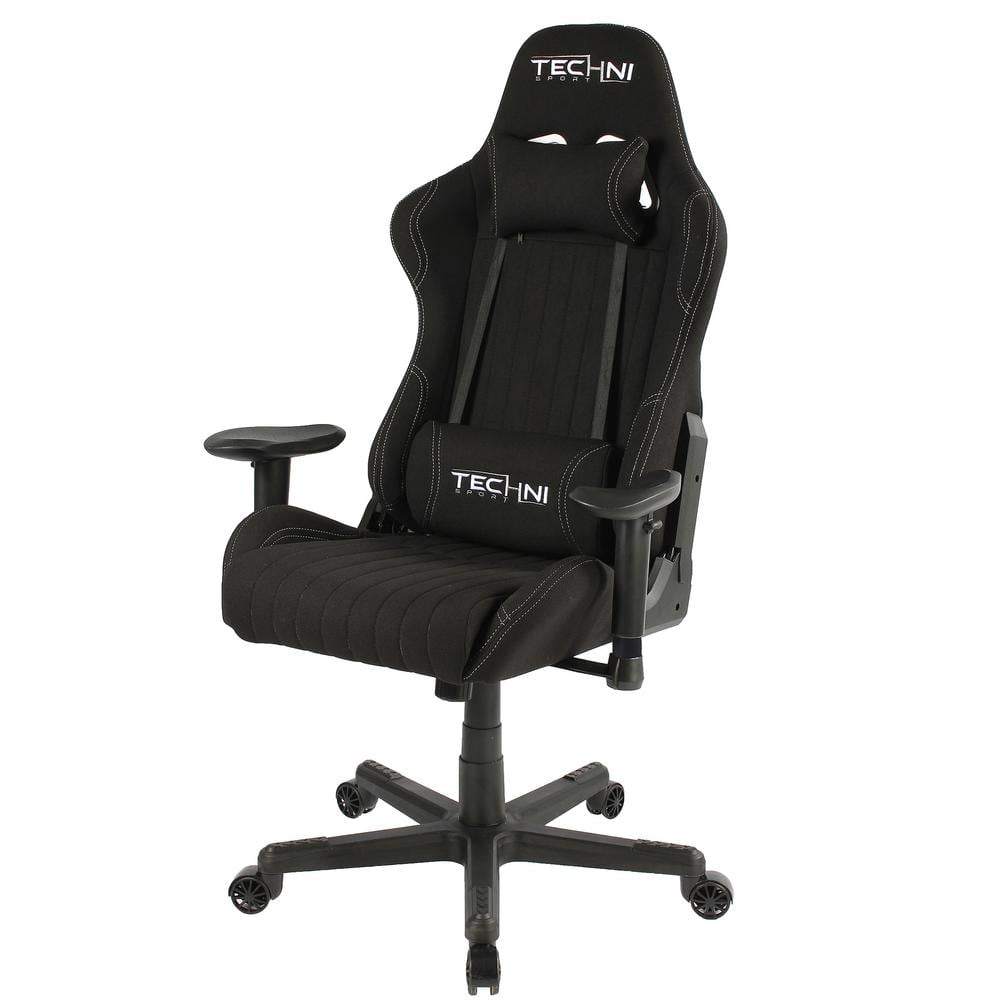 Racer High-Back Black Fabric Ergonomic Gaming Chair with Memory Foam