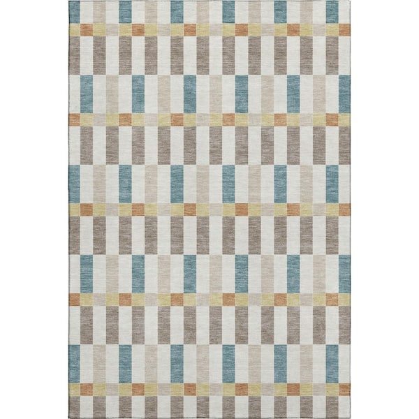 Mayfield Premium Machine Washable Abstract AMF2548 Ivory 10 ft. x 14 ft. Area Rug