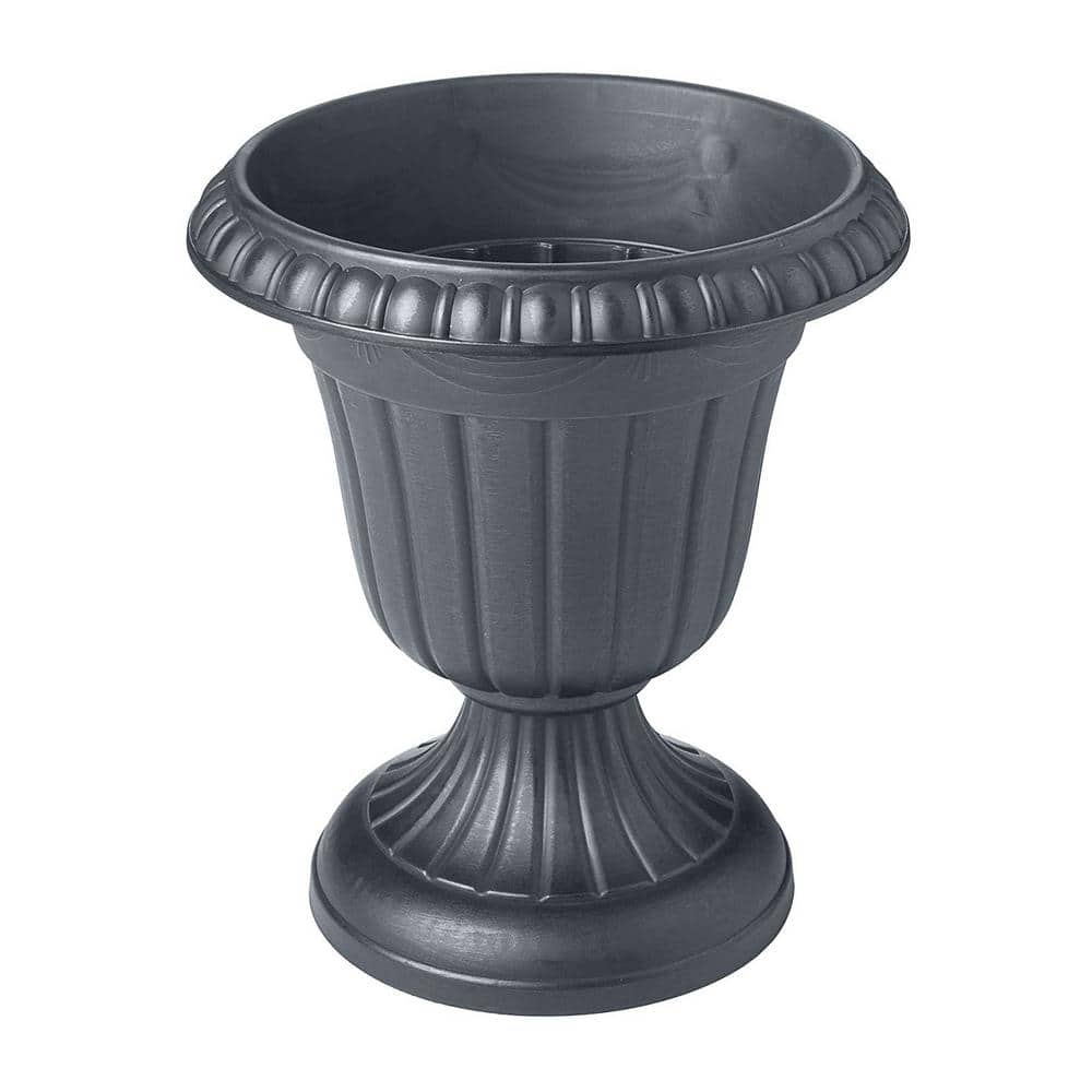 Arcadia Garden Products Traditional 16 in. x 18 in. Gray Plastic Urn ...