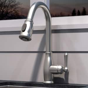 Accent Single-Handle Pull-Down Sprayer Kitchen Faucet in Brushed Nickel
