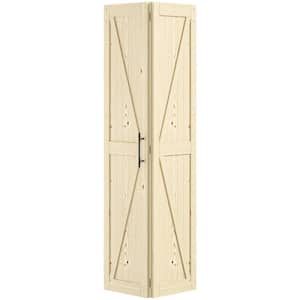 36 in. x 84 in. Solid Core Natural Wood Pine Bi-fold Door without Hardware Kit