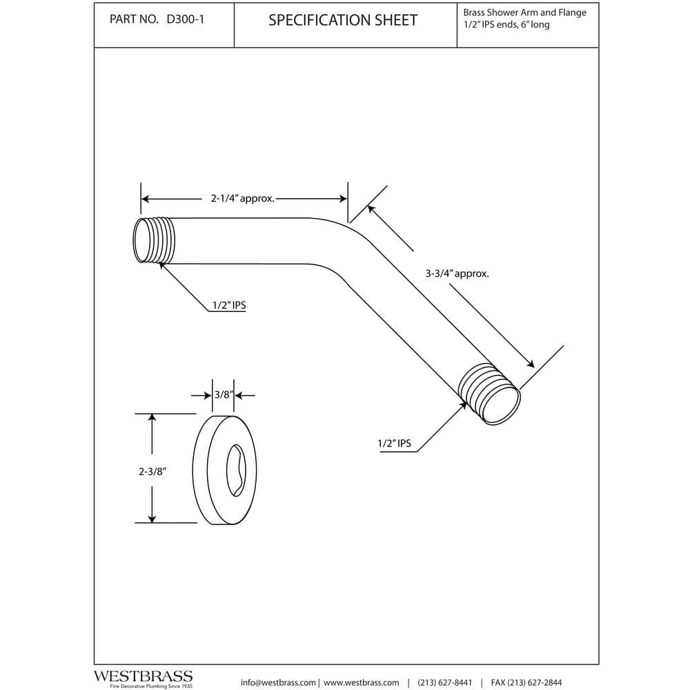 Satin Nickel Brass Wall Mount Shower Arm