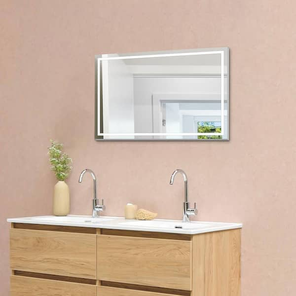 Luminous 36 in. W x 24 in. H Rectangular Frameless LED Mirror Dimmable Defog Wall-Mounted Bathroom Vanity Mirror