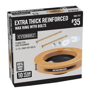 Extra Thick Reinforced Toilet Wax Ring with Plastic Horn and Zinc-Plated Toilet Bolts