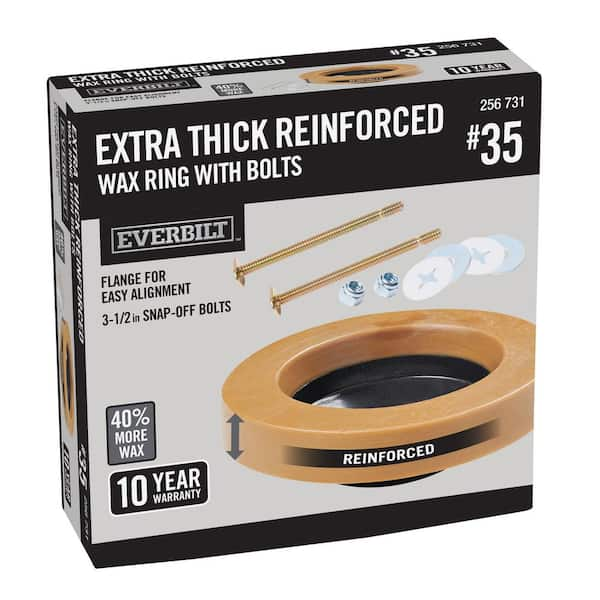 Extra Thick Reinforced Toilet Wax Ring with Plastic Horn and Zinc-Plated Toilet Bolts