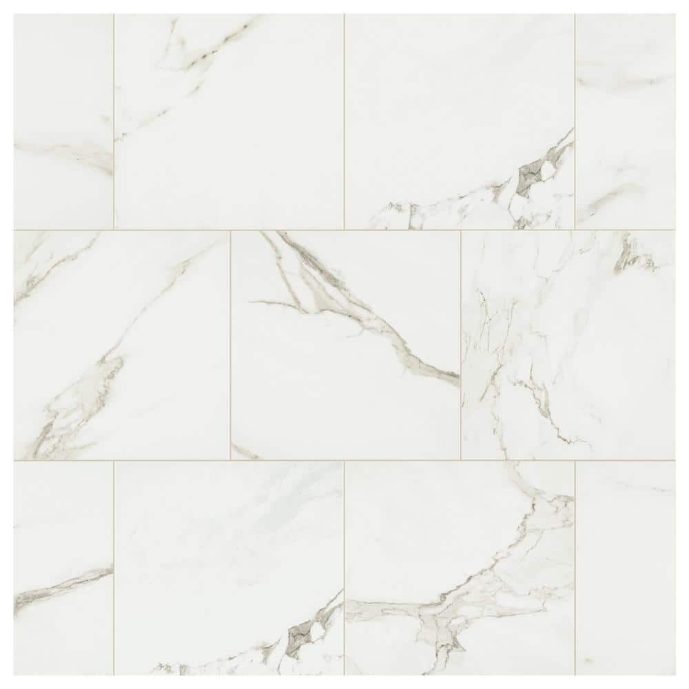 Marazzi Developed by Nature Calacatta 12 in. x 12 in. Glazed Porcelain ...