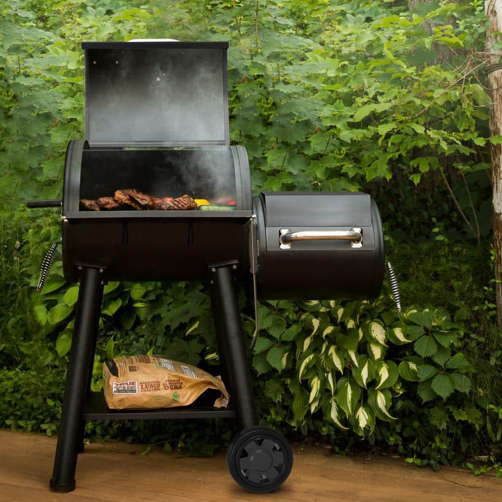Broil King Regal Charcoal Offset 400 Charcoal Grill and Offset Smoker in Black