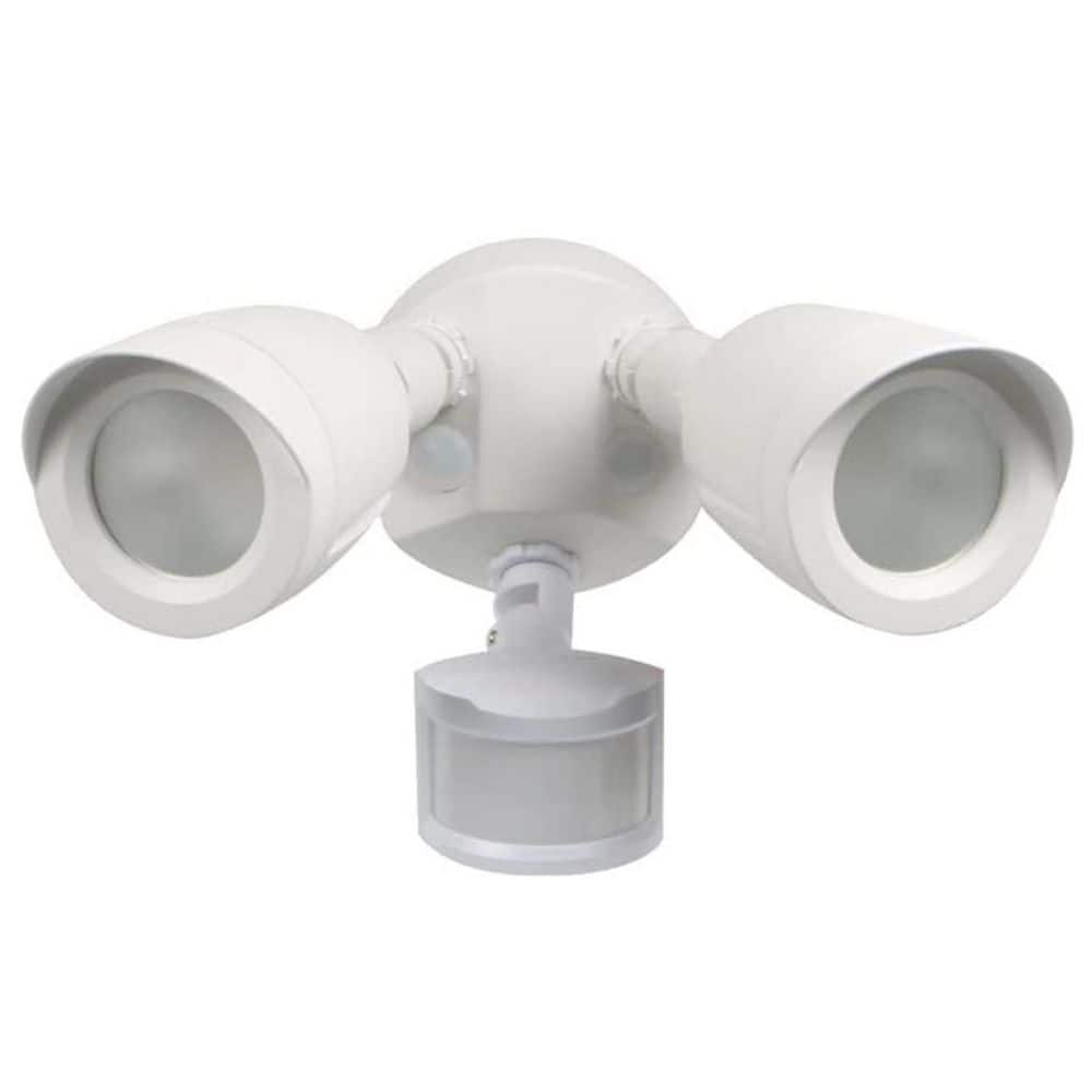 20-Watt 1900 Lumen Integrated LED Dual Bullet Head Security Outdoor Motion Sensor Flood Lights in White Finish-3000K price history on PriceWatchPro