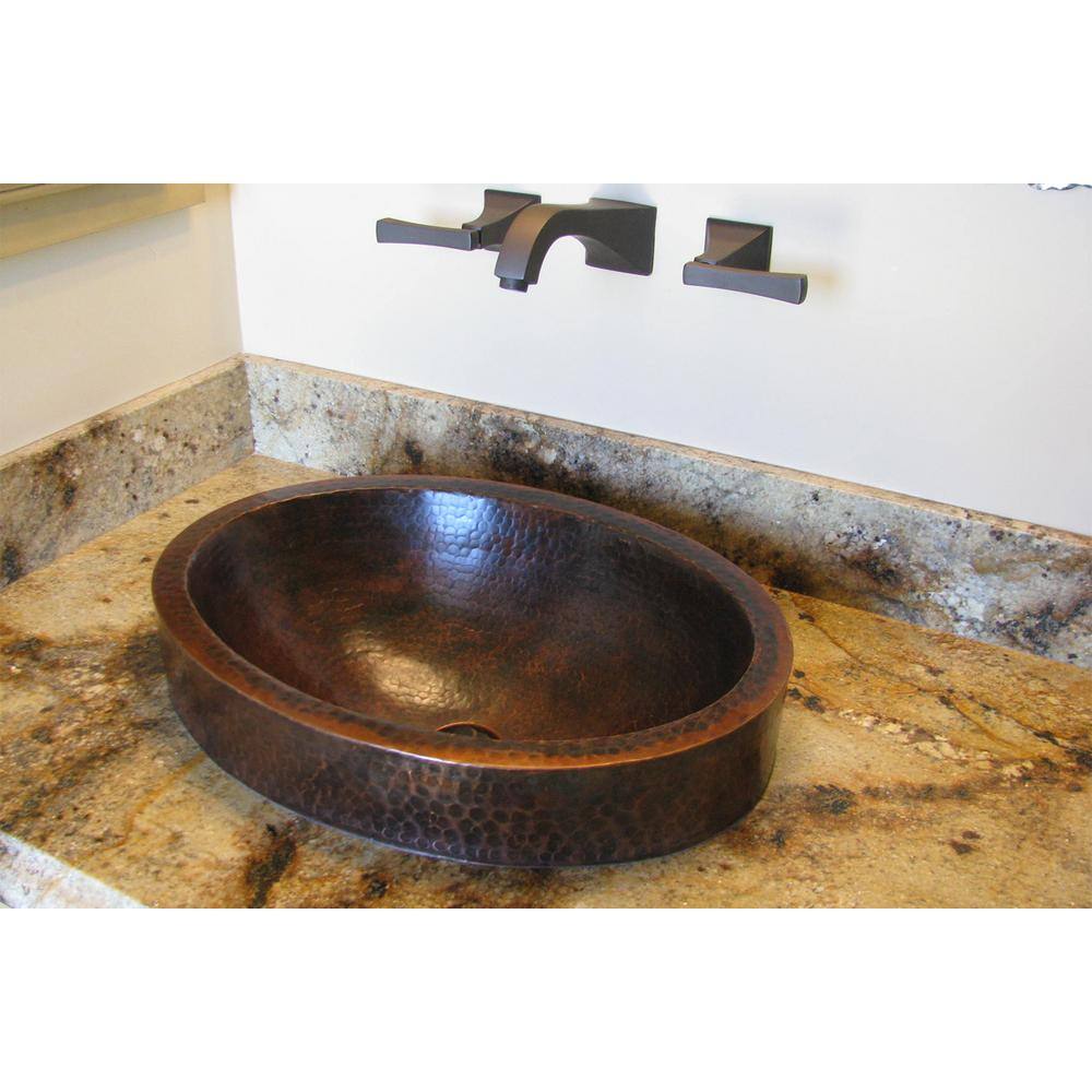 18" Oval Hammered Copper Vessel Sink in Oil Rubbed Bronze