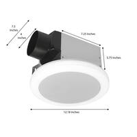 80 CFM 1.5 Sones Ceiling Bathroom Exhaust Fan with Bluetooth Speaker and Adjustable CCT LED Lights and Night Light