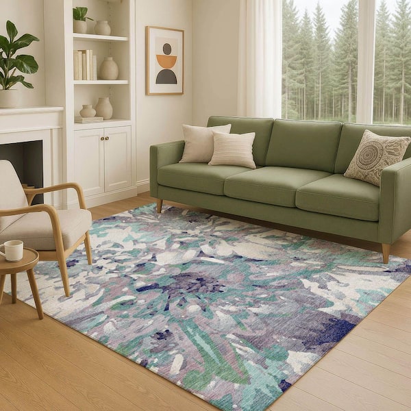 Chantille Machine Washable Indoor/Outdoor Abstract ACN2340 Lavender 3 ft. x 4 ft. Area Rug