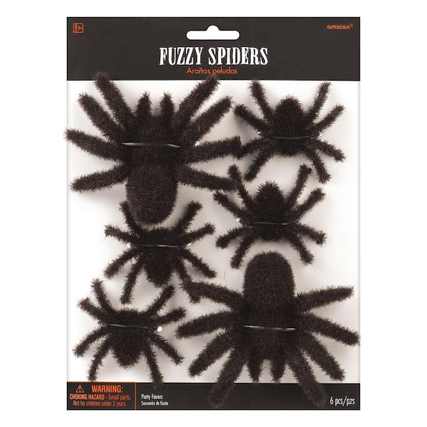 Amscan 3.75 in. Halloween Fuzzy Spiders Multi-Pack (3-Pack)