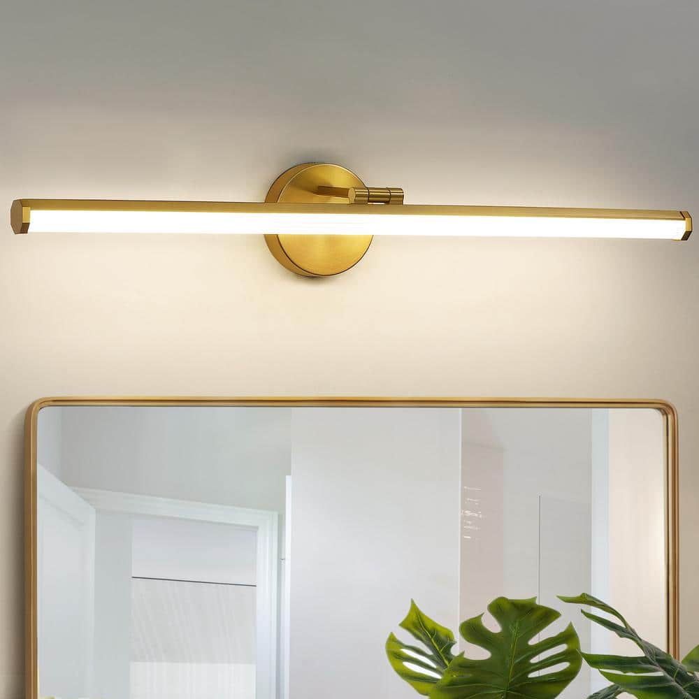 30-Inch Gold Dimmable LED Vanity Light with Acrylic Shade
