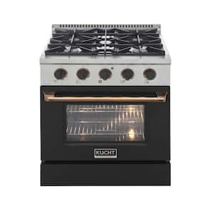 30 in. 4.2 cu. ft. Dual Fuel Range with Gas Stove and Electric Oven with Convection Oven in Black and Gold