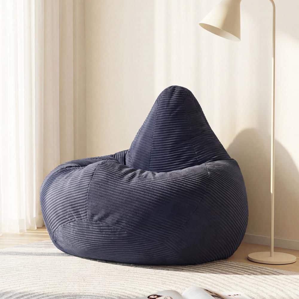 Bean Bag Chair for Adults with Skin-Friendly Corduroy Cover and Soft Sponge Filling Blue