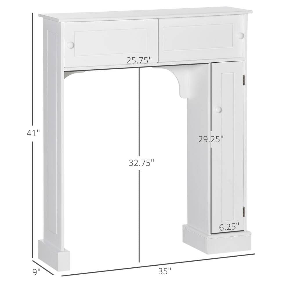 White MDF Over-the-Toilet Bathroom Cabinet with Adjustable Shelves