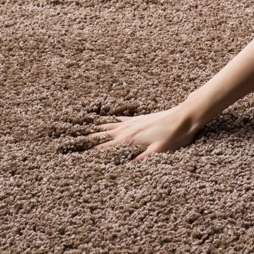 Dark Beige Synthetic Shag Area Rug - 4' x 6'