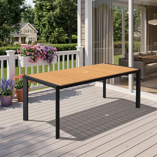 Pellebant 71.4 in. Aluminum Brown Rectangular Outdoor Patio Dining
