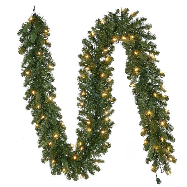 Home Accents Holiday 9 ft. Pre-Lit LED Sierra Nevada Garland with Warm White Lights