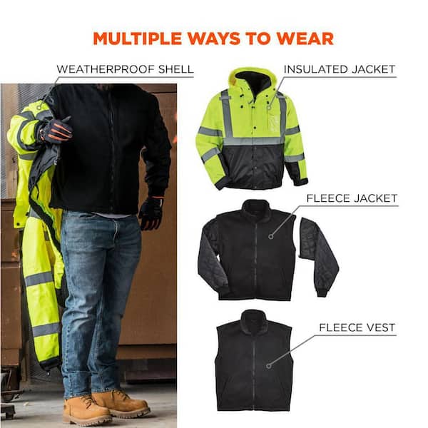 Ergodyne Men's X-Large Lime High Visibility Reflective Bomber