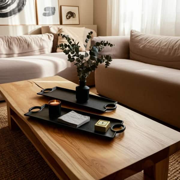 Liv & Skye 32 in. x 6 in. Black Metal Aluminum Decorative Flat