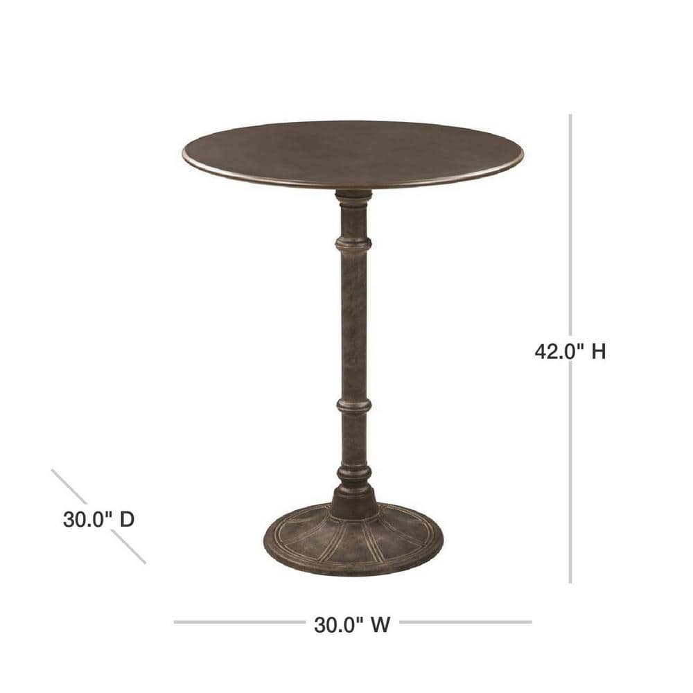 Oswego Round Dark Russet and Bronze Bar Table