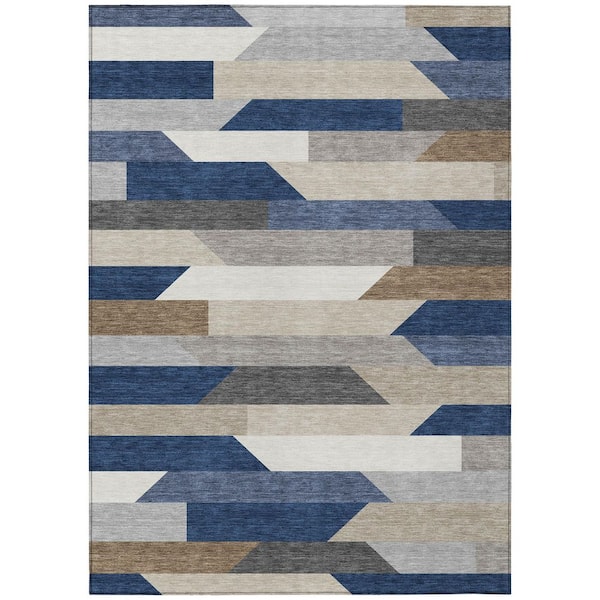Chantille Machine Washable Indoor/Outdoor Abstract ACN3113 Navy 8 ft. x 10 ft. Area Rug