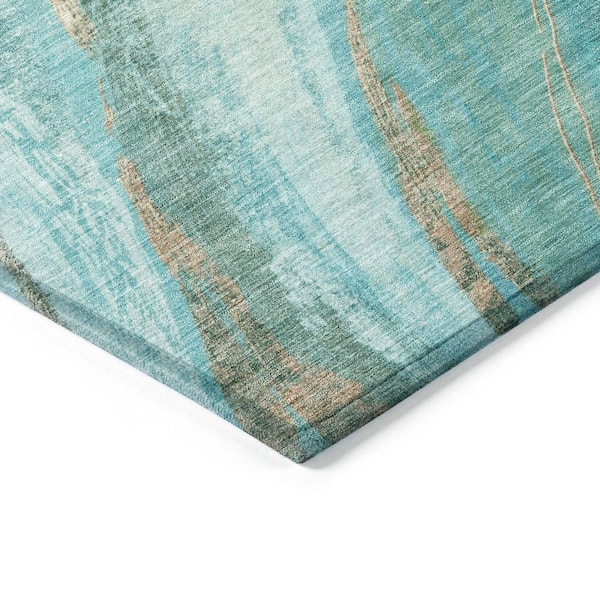 Chantille Machine Washable Indoor/Outdoor Abstract ACN2036 Turquoise 8 ft. x 10 ft. Area Rug