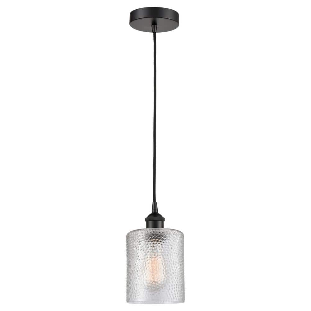Cobbleskill 60-Watt 1-Light Matte Black Standard Mini Pendant Light with Clear Glass Shade, No Bulbs Included price history on PriceWatchPro