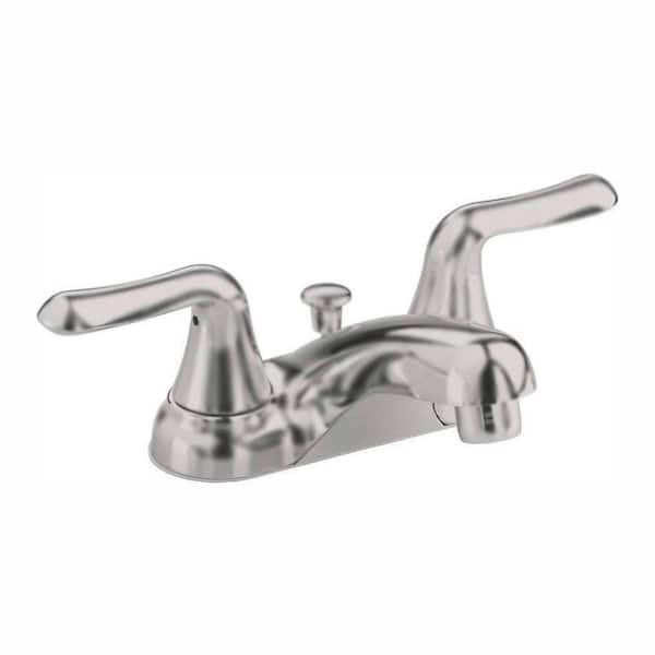 American Standard Colony Soft 4 in. Centerset 2-Handle Low-Arc Bathroom Faucet in Brushed Nickel with Speed Connect Drain