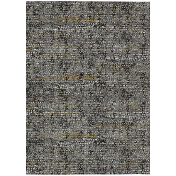 Chantille Machine Washable Indoor/Outdoor Abstract ACN2641 Black 10 ft. x 14 ft. Area Rug