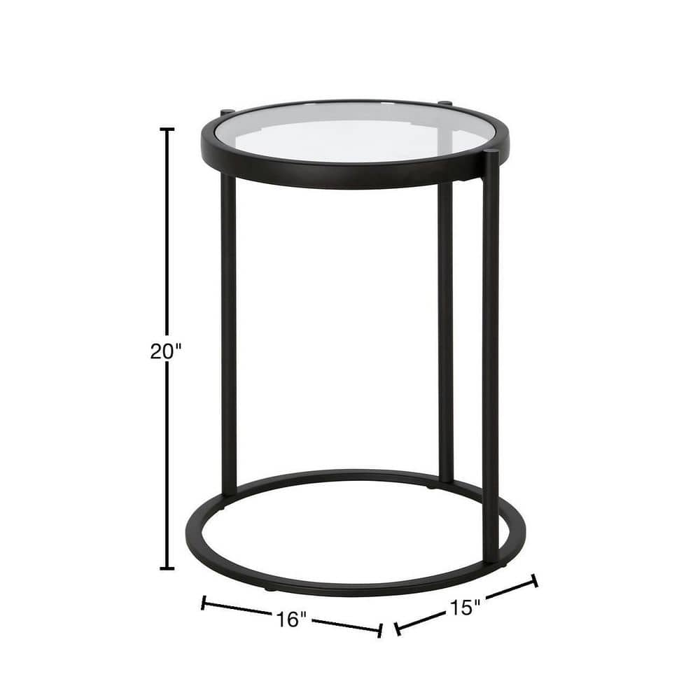 Sleek 16" Round Metal & Glass Side Table in Blackened Bronze