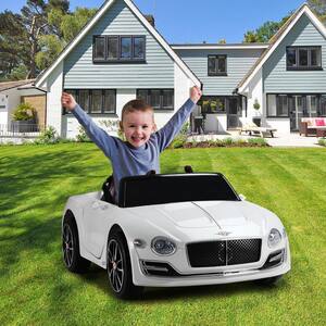 12-Volt Kids Electric Car with Remote Control Licensed Bentley Ride On Toy Vehicle in White