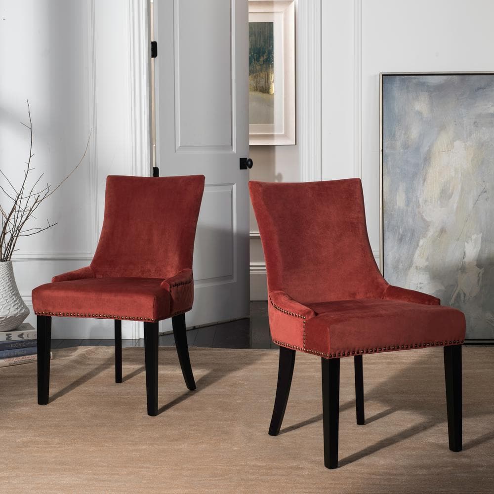 Transitional Velvet Parsons Side Chair with Birch Wood Legs