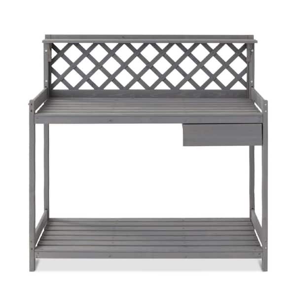 Unbranded 44 in. (L) x 20 in. (W) x 45 in. (H) Outdoor Garden Potting Bench, Wooden Workstation Table