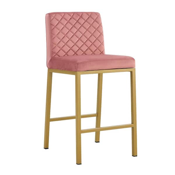 Unbranded Modern Bean Paste Red Low Back Velvet Upholstered Armless Bar Chairs with Metal Legs (Set of 2)