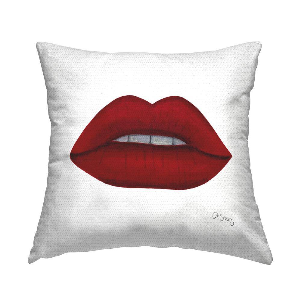 Red Modern Fashion Lips Red Square Outdoor Throw Pillow price history on PriceWatchPro